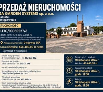 Syndyk sprzeda nieruchomość w Głogówku