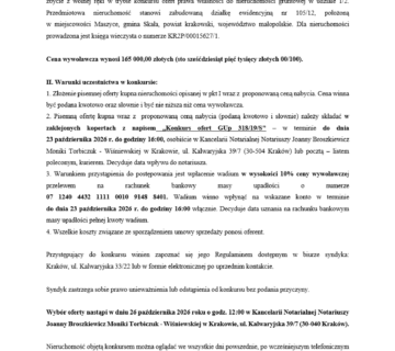 Syndyk masy upadłości ogłasza konkurs ofert na sprzedaż nieruchomości